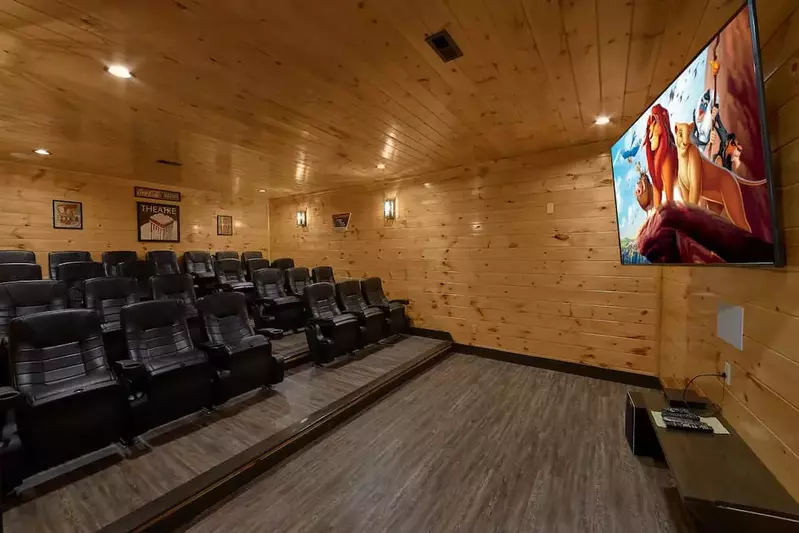 pigeon forge cabin called wildbriar lodge home theater