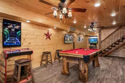 game room in a cabin